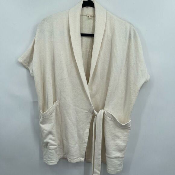 Eileen Fisher White Cotton Blend Festival Draped Kimono Wrap Jacket Size SP - Picture 1 of 6